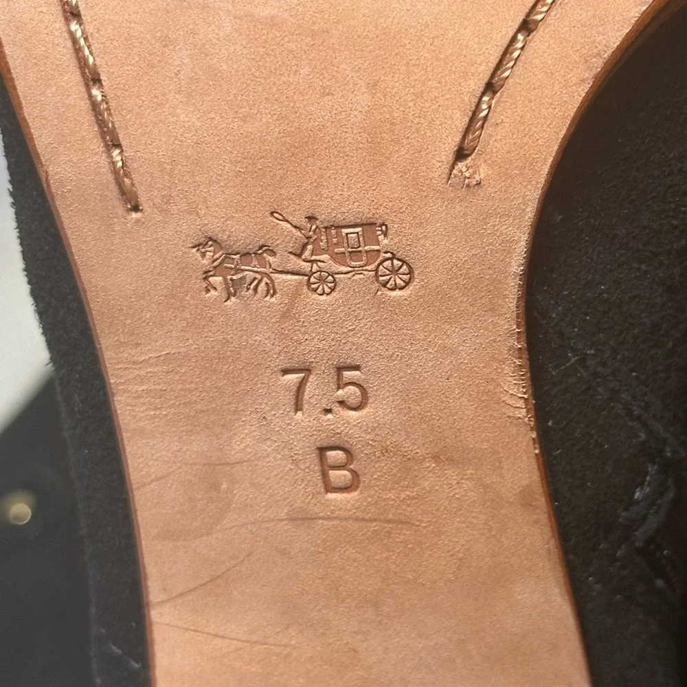 Coach Beverly Calf Black Suede Heeled Boots with Buckle Detail Size 7.5